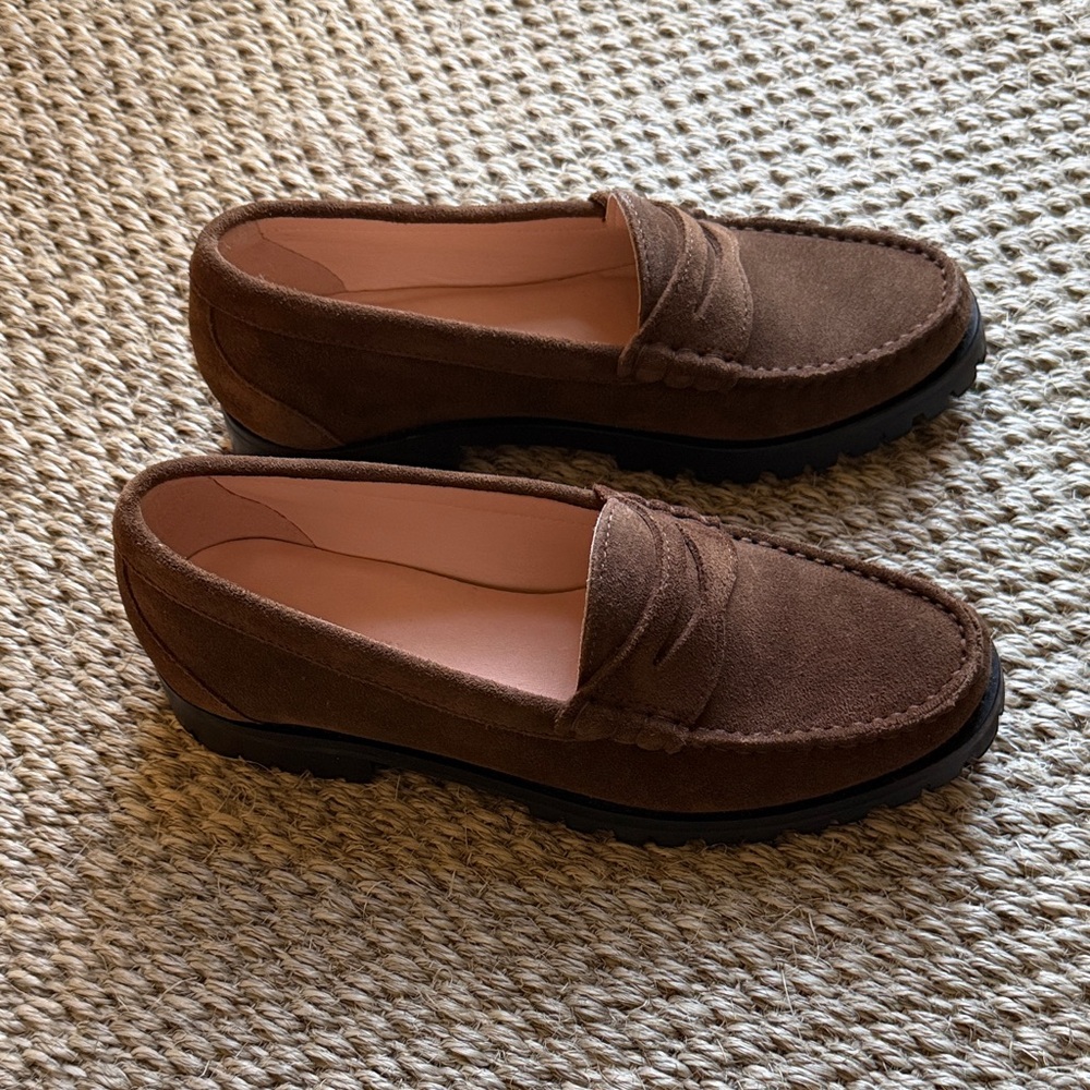 J. Crew Brown Suede Loafers- Winona lug sole